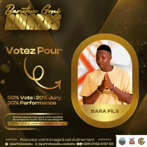 BARA FILS — candidat de la 1re édition des Barutem Goni Awards (2025).